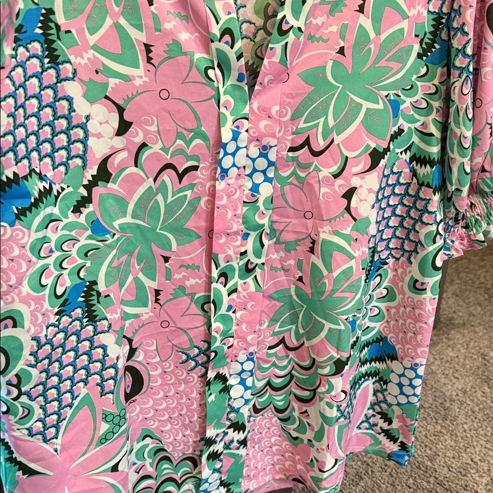 JODIFL Pink and Green Floral Blouse - Final Drop - Picture 4 of 4